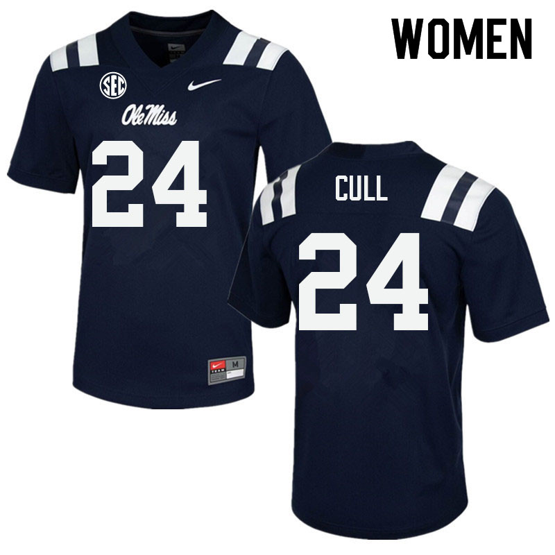 Women #24 Nick Cull Ole Miss Rebels College Football Jerseys Sale-Navy